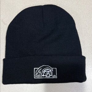 Edgy Black Skull Embroidered Beanie